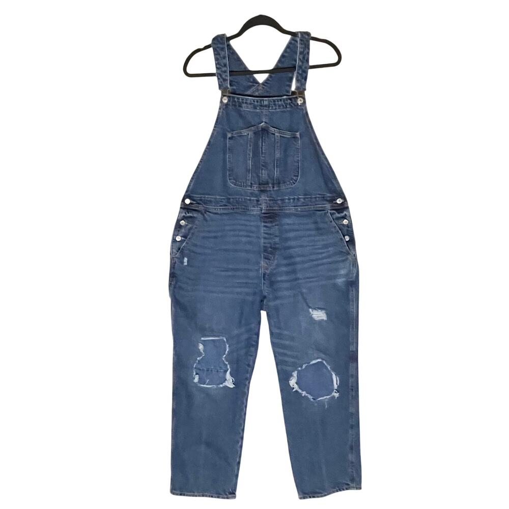 Old Navy Slouchy Straight Distressed Overalls Size 18 Gritty Boho Granola